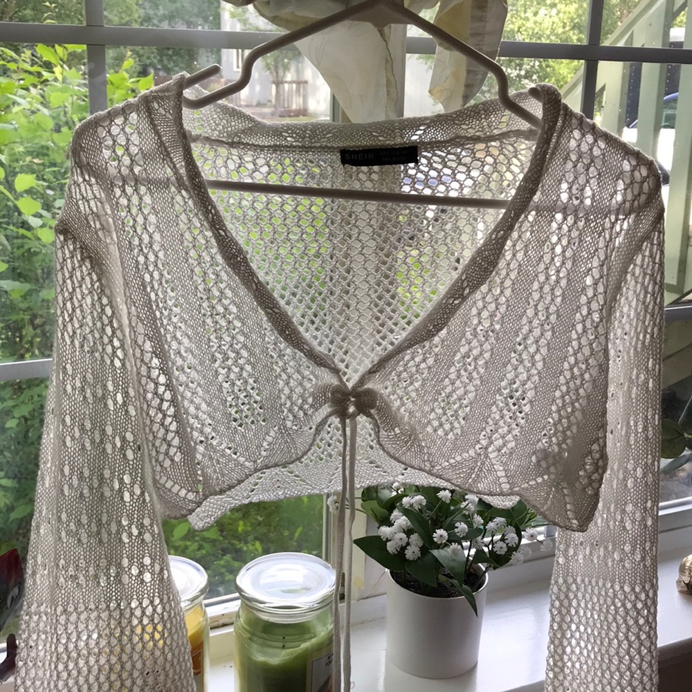 Shein cropped white shawl